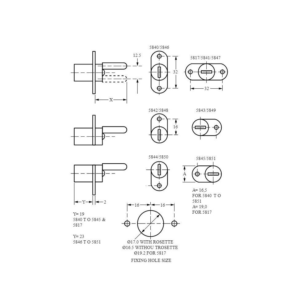 Lowe and Fletcher 5817 19mm Dia' Pedestal Lock